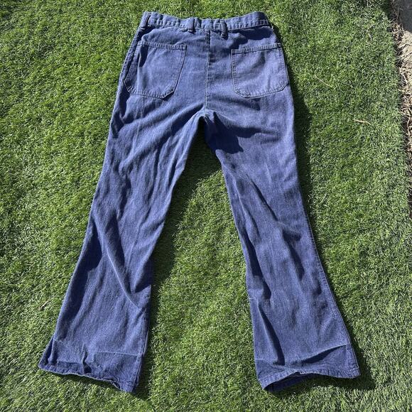 Vintage 70s Male Slacks Jeans Dark Wash Denim Bell Bottoms 31 x‎ 29.5 USA - Picture 5 of 10
